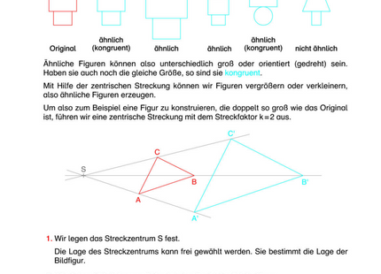 Arbeitsblatt: Ähnlichkeit & zentrische Streckung – Figuren vergrößern und verkleinern