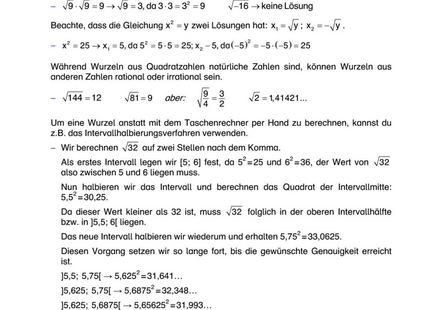 Arbeitsblatt: Quadratwurzeln – Regeln, Radikand, Intervallhalbierung & Übungen
