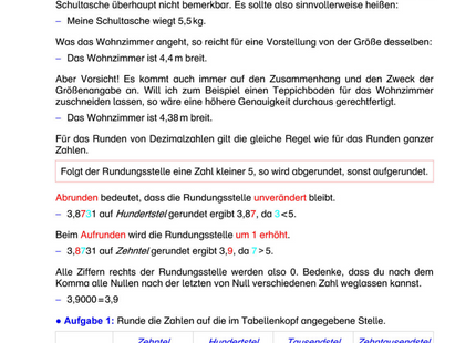 Arbeitsblatt: Dezimalzahlen runden – Rundungsregeln, Stellenwert & Alltagssituationen