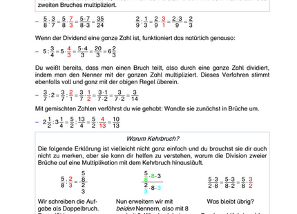 Arbeitsblatt: Brüche dividieren – Kehrwert, Regel & viele Übungen