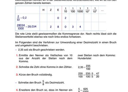 Arbeitsblatt: Dezimalbrüche – Kommazahlen verstehen, darstellen & umwandeln