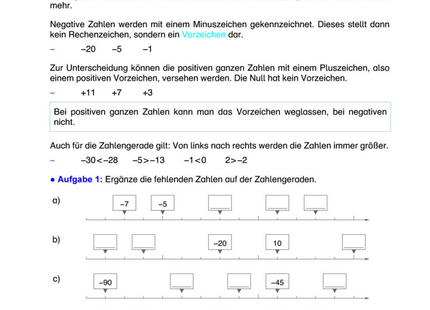 Arbeitsblatt: Ganze Zahlen – Zahlengerade, Vergleichen & Koordinatensystem