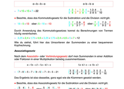 Arbeitsblatt: Kommutativgesetz & Assoziativgesetz bei Brüchen – Rechengesetze verstehen & geschickt anwenden
