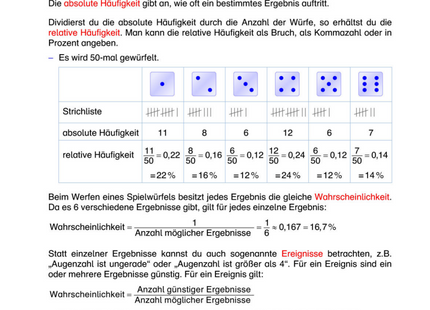 Arbeitsblatt: Häufigkeit & Wahrscheinlichkeit – Zufallsversuche, relative Häufigkeit & Ereignisse