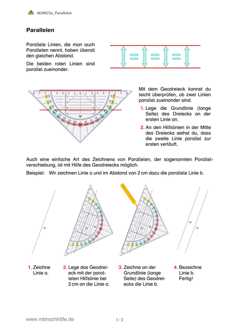 Arbeitsblatt Parallelen – Parallele Linien erkennen, prüfen & zeichnen