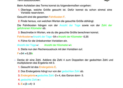Arbeitsblatt: Rechenausdrücke mit Variablen aufstellen – Textaufgaben & Terme