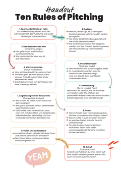 Ten Rules of Pitching: Pitch-Handout für Schüler:innen