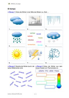 Spanisch Arbeitsblatt: El tiempo – Wetterbegriffe und Wetterlage