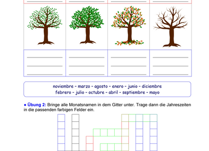 Spanisch Arbeitsblatt: Monate & Jahreszeiten – Los meses y las estaciones