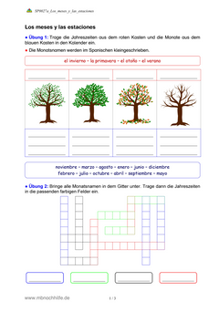 Spanisch Arbeitsblatt: Monate & Jahreszeiten – Los meses y las estaciones
