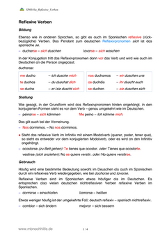 Spanisch Arbeitsblatt: Reflexive Verben im Spanischen – Bildung & Anwendung