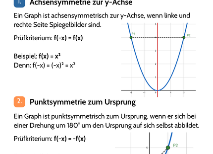 Lernkarte Symmetrie von Funktionen – Lernkarte DIN-A6
