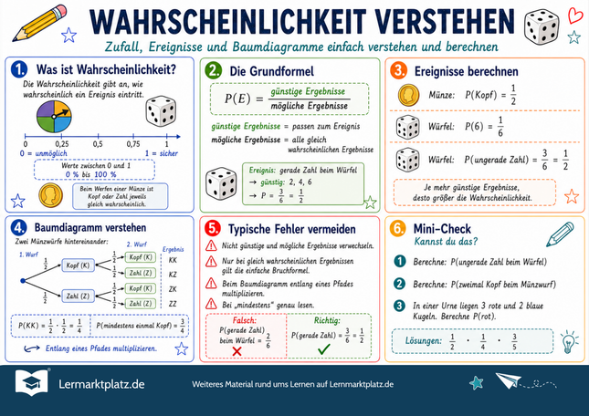 Wahrscheinlichkeit verstehen – Lernposter / Lernplakat als PDF zum Ausdrucken