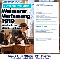 Weimarer Verfassung 1919 – Unterrichtseinheit mit Quellenarbeit (Klasse 8–9)