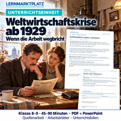 Weltwirtschaftskrise ab 1929 – Unterrichtseinheit mit Quellenarbeit (Klasse 8–9)