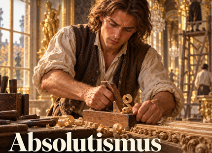Absolutismus – Menschen erzählen Geschichte. KI-generierte historische Illustration.