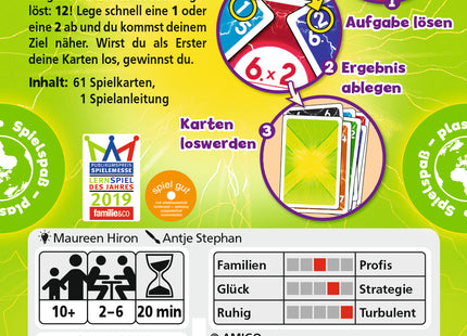 AMIGO Hochspannung – Schachtelrückseite mit Inhalt und Spielübersicht