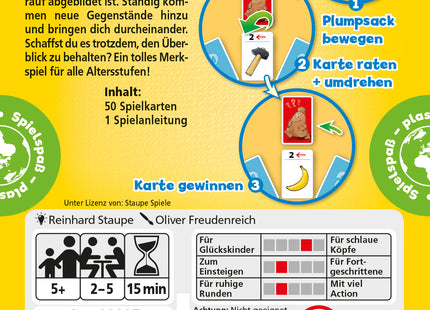 AMIGO Der Plumpsack geht um – Schachtelrückseite mit Inhalt und Spielübersicht