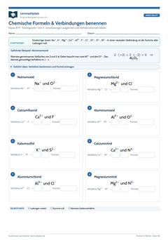 Chemische Formeln & Verbindungen benennen – kostenloses Chemie-Arbeitsblatt mit Lösungen (PDF)