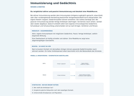 Immunisierung und Gedächtnis – Vorschau des Arbeitsblatts