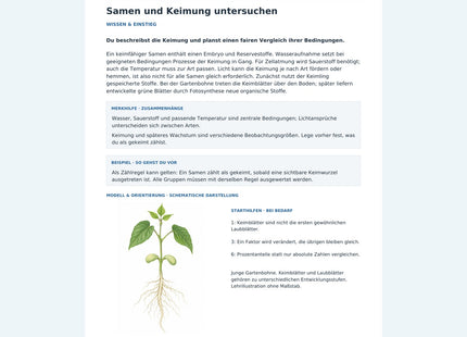 Samen und Keimung untersuchen – Vorschau des Arbeitsblatts