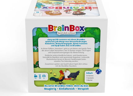 BrainBox – Haustiere – Schachtelrückseite mit Inhalt und Spielbeschreibung