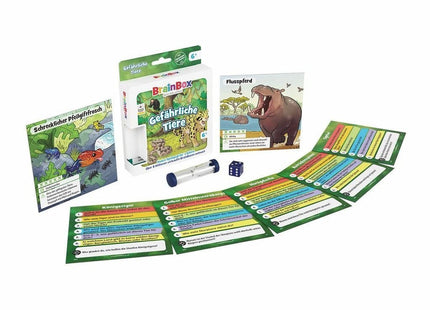 BrainBox Pocket – Gefährliche Tiere – Tierkarten, Sanduhr und Würfel