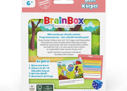 BrainBox Pocket – Dein Körper – Verpackungsrückseite mit Spielablauf