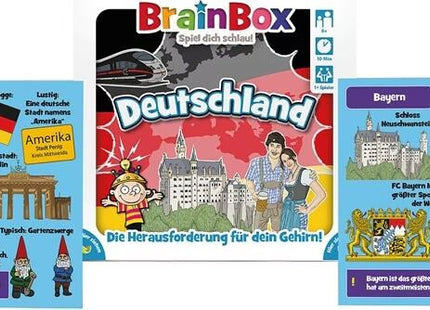 BrainBox Deutschland – geöffnete Box mit illustrierten Spielkarten