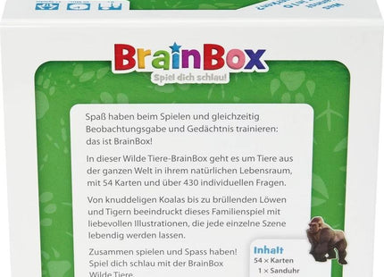 BrainBox Wilde Tiere – Schachtelrückseite mit Spielbeschreibung