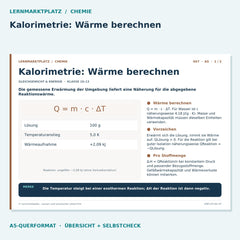 Kalorimetrie: Wärme berechnen – Chemie Lernkarte A5