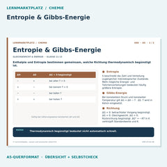 Entropie & Gibbs-Energie – Chemie Lernkarte A5