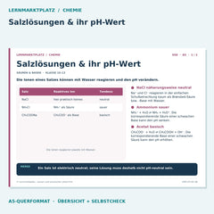 Salzlösungen & ihr pH-Wert – Chemie Lernkarte A5