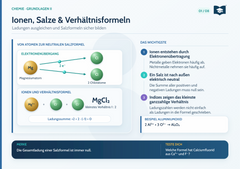 Ionen, Salze & Verhältnisformeln – Chemie Lernkarte A5