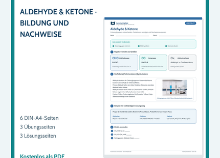Aldehyde und Ketone: Bildung und Nachweise – Chemie-Arbeitsblatt mit Lösungen