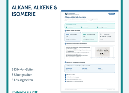 Chemie-Arbeitsblatt Alkane, Alkene und Isomerie mit Lösungen