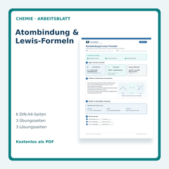 Atombindung & Lewis-Formeln – kostenloses Chemie-Arbeitsblatt mit Lösungen (PDF)