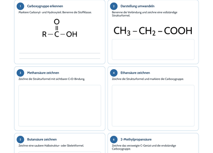Carbonsäuren und Ester intensiv – Chemie-Arbeitsblatt mit Lösungen