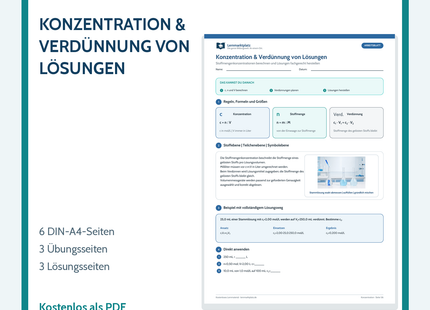Chemie-Arbeitsblatt Konzentration und Verdünnung von Lösungen mit Lösungen