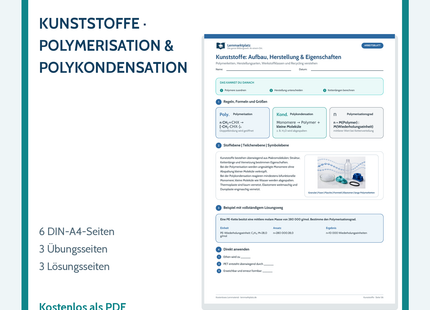 Kunststoffe: Polymerisation und Polykondensation – Chemie-Arbeitsblatt mit Lösungen