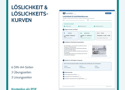 Chemie-Arbeitsblatt Löslichkeit und Löslichkeitskurven mit Lösungen