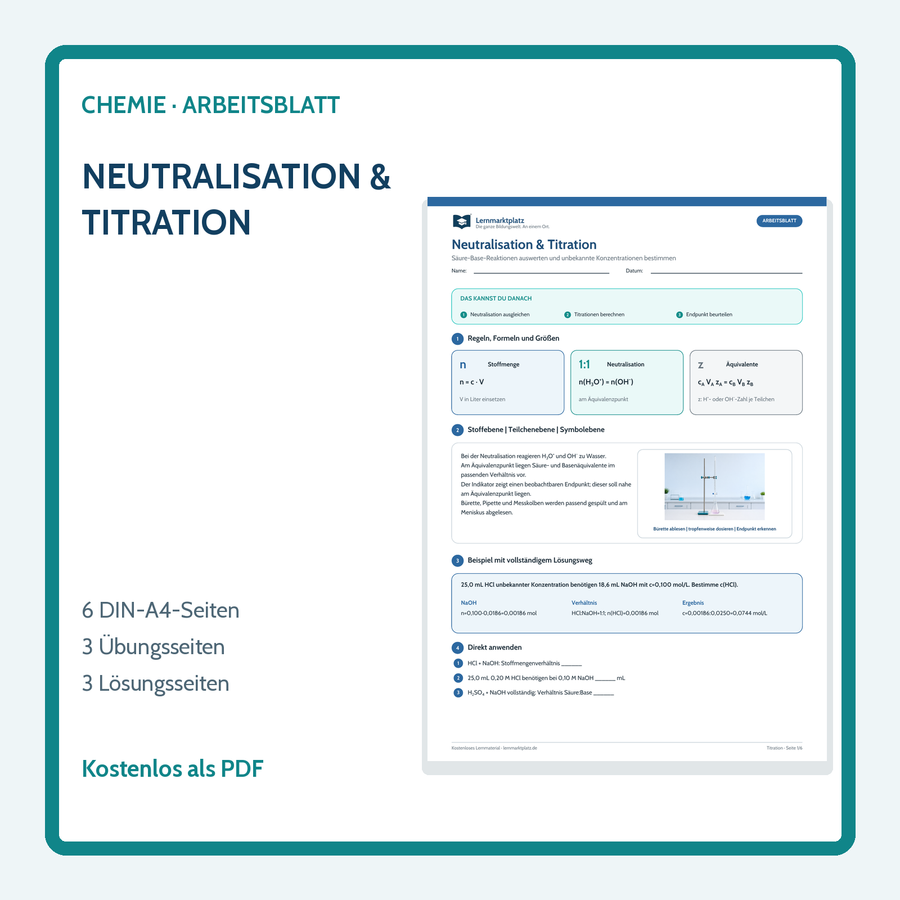 Chemie-Arbeitsblatt Neutralisation und Titration mit Lösungen