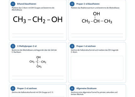 Oxidationsreihe organischer Stoffe intensiv – Chemie-Arbeitsblatt mit Lösungen
