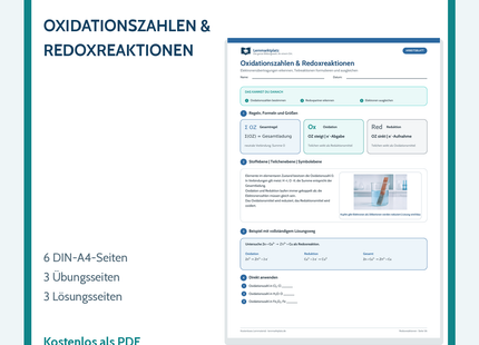Chemie-Arbeitsblatt Oxidationszahlen und Redoxreaktionen mit Lösungen
