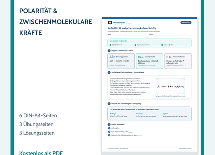 Polarität, Dipolmoleküle und zwischenmolekulare Kräfte – Chemie-Arbeitsblatt mit Lösungen