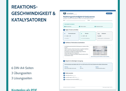 Chemie-Arbeitsblatt Reaktionsgeschwindigkeit und Katalysatoren mit Lösungen