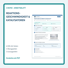 Reaktionsgeschwindigkeit & Katalysatoren – kostenloses Chemie-Arbeitsblatt mit Lösungen (PDF)