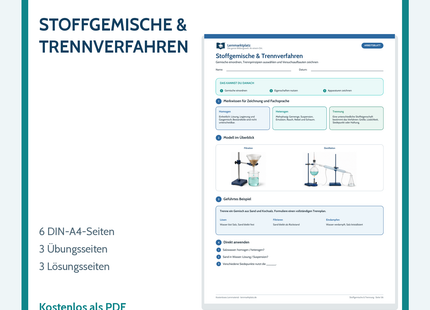 Stoffgemische & Trennverfahren – Chemie-Arbeitsblatt mit Lösungen