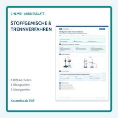 Stoffgemische & Trennverfahren – kostenloses Chemie-Arbeitsblatt mit Lösungen (PDF)