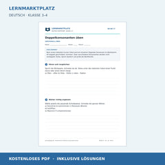 Doppelkonsonanten üben – kostenloses Deutsch-Arbeitsblatt mit Lösungen (PDF)